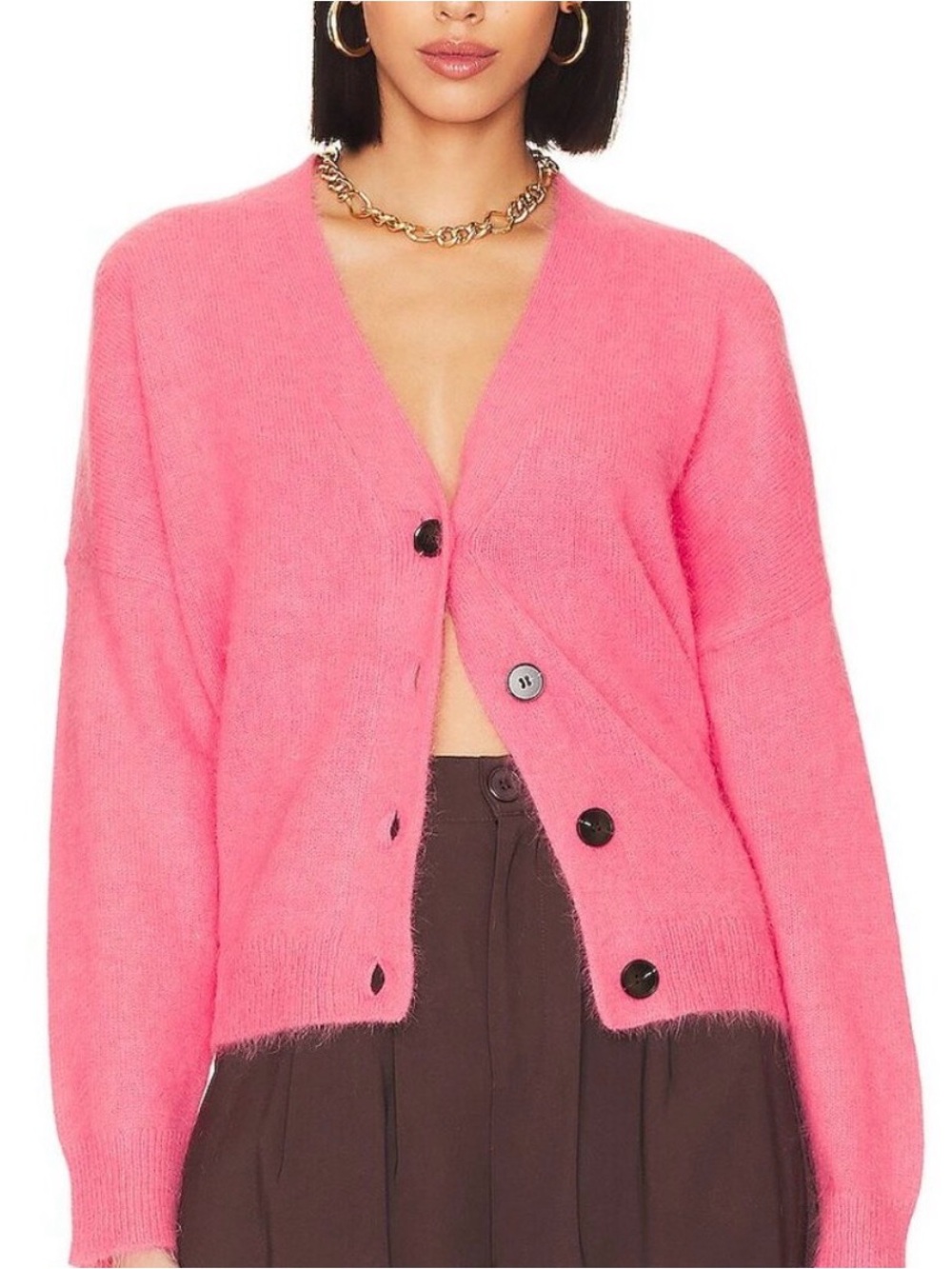 The Great The Fluffy Slouch Cardigan cherry blossom pink angora blend sz 0 XS